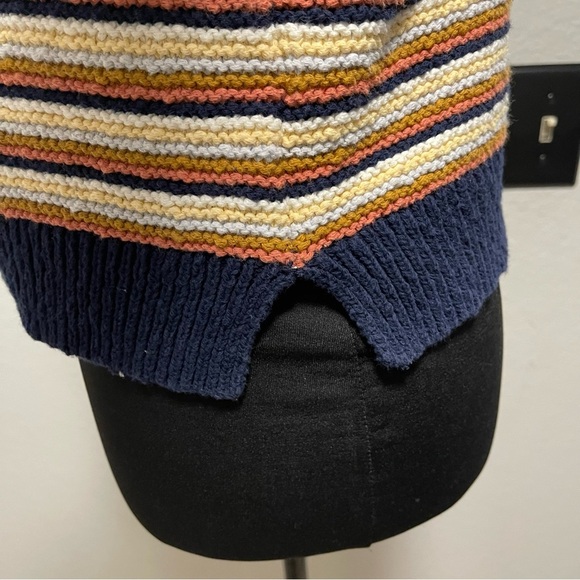 Madewell Arden V-Neck Crop Pullover Sweater Women's Size XXS Multi Stripe AC786 - Picture 5 of 8